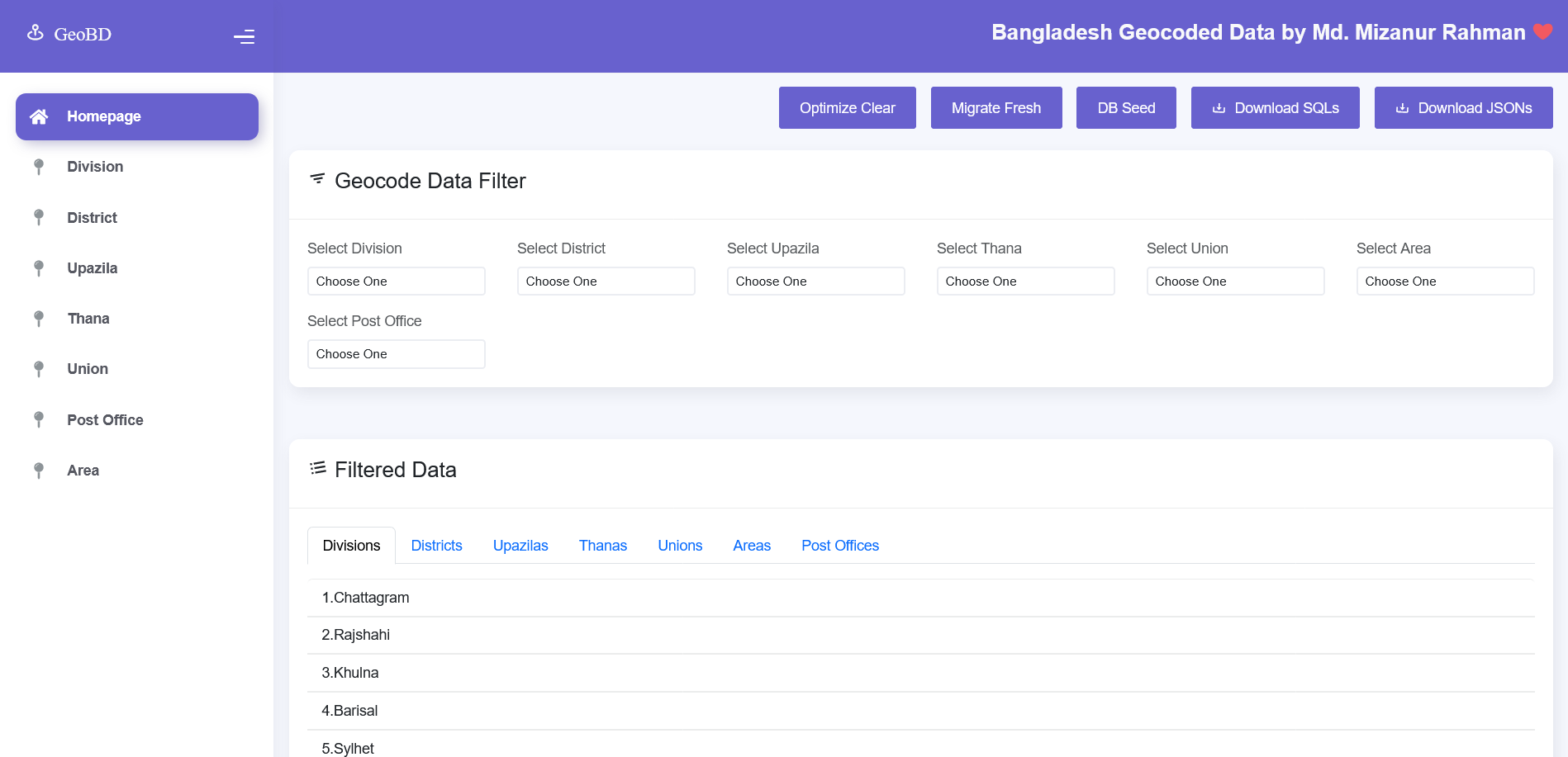 Geocoded Data for Bangladesh